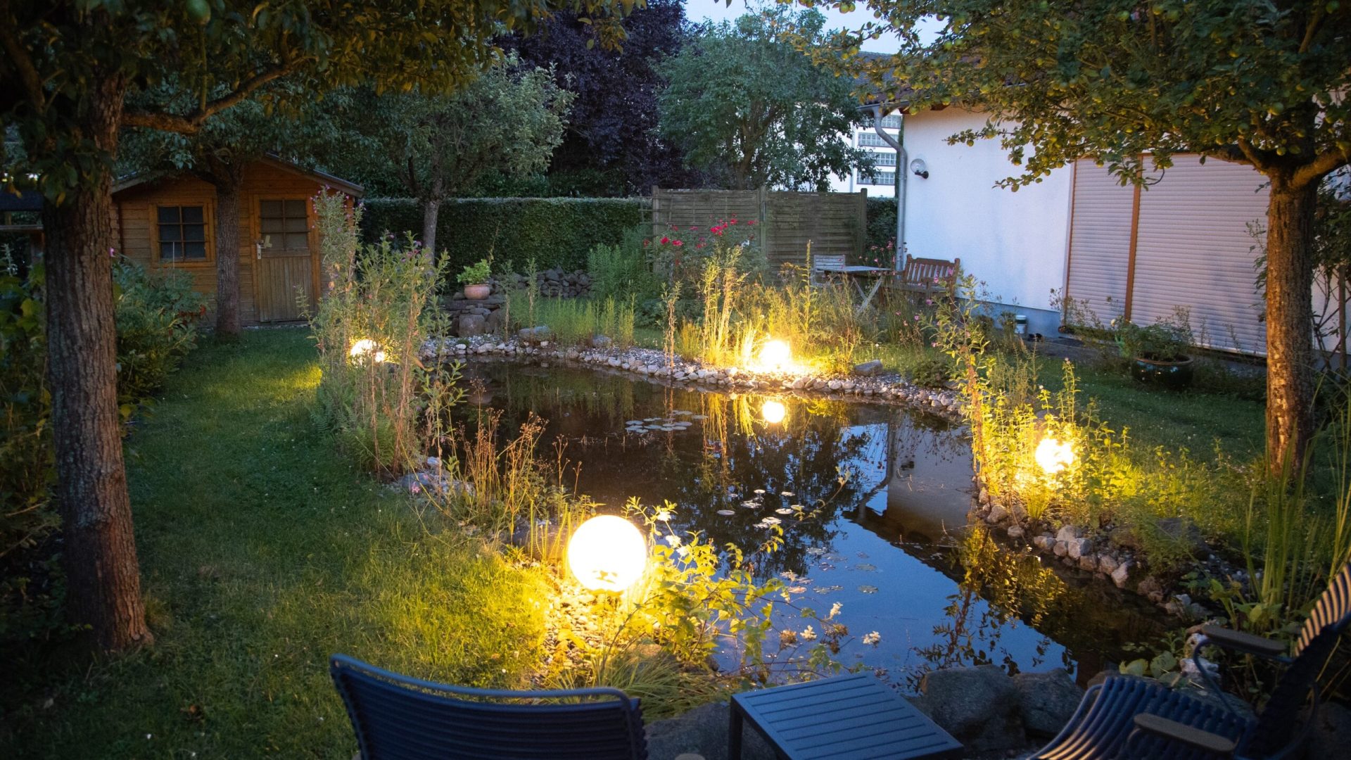 Garten hinten Abendstimmung